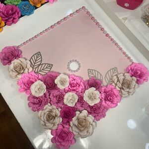 Graduation Cap Topper-Floral Pink and Cream